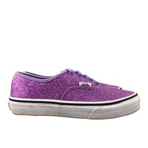 Vans Kids Size 3 Purple Glitter Closed Toe Lace-Up Skate Casual Shoes Sneakers